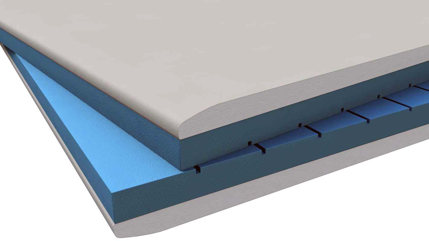 Lastra in gesso accoppiate con un pannello in polistirene estruso